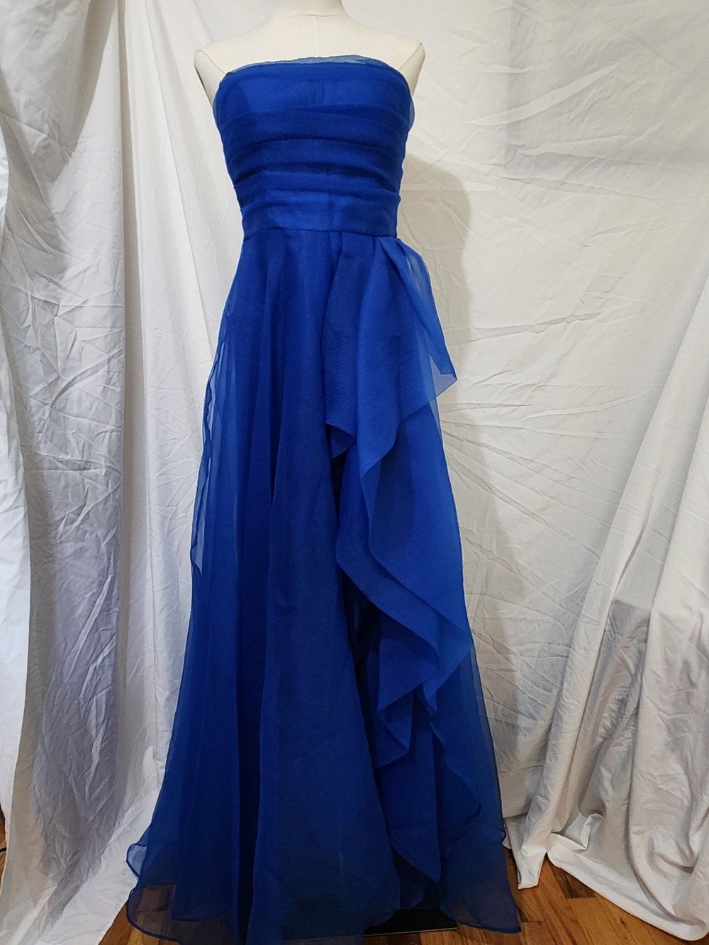 B Darlin Strapless Royal Blue Chiffon Evening Gown